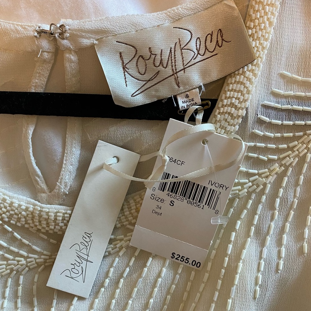 RORY BECA Haldi White - Ivory Beaded Dress - Size Small - NEW WITH TAGS NWT - Picture 7 of 8